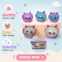 Boîte Mystère de Noël : Jouet Squishy Renne 8,5 cm, Paillettes, Maltose, TPR Souple, Anti-stress, Cadeau Surprise pour Adultes