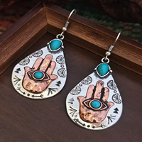 Boucles d'oreilles pendantes Western Boho en métal bicolore, turquoise, oiseau de la pluie, flèche, Hamsa, style vintage Cowgirl pour femme
