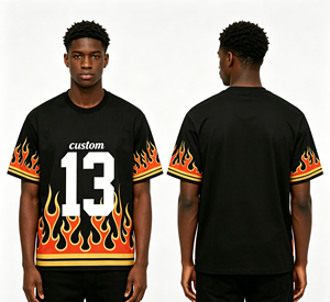 T-shirt da uomo personalizzata con stampa fiamma, all'ingrosso, alta qualità, 100% <span class=keywords><strong>cotone</strong></span> pesante - Product Image 3