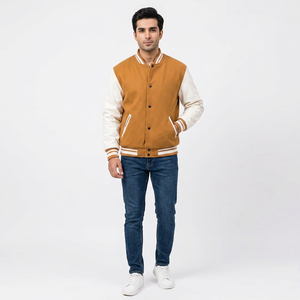 Veste de baseball respirante de qualité supérieure pour hommes, veste varsity unie confortable pour hommes, faible MOQ - Product Image 1