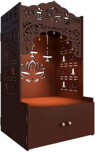 <span class=keywords><strong>Tempio</strong></span> in Legno MDF con Motivo a Loto, Scaffale Spazioso Integrato e Luce di Focalizzazione, Bianco - Vendita all'Ingrosso - Product Image 3