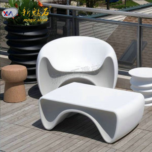 Nuevos Materiales de Construcción de Piedra, Banco Artístico GRC Blanco Gris, Personalizable, Asiento para Parque al Aire Libre, Resistente al Agua y a las Manchas - Product Image 3