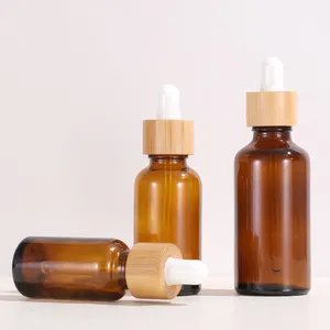 Kosmetik disesuaikan amber 60ml 2oz botol kayu dan 30ml topi dengan Untuk produsen mendorong kemasan menyesuaikan