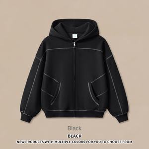 Sweat-shirts tricotés décontractés d'hiver pour hommes Cardigan à fermeture éclair et pantalon en polaire américaine <span class=keywords><strong>Costume</strong></span> ample Vintage hauts solides - Product Image 3