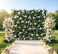 3D Großhandel Roll-up Blumenwand 8ft X 8ft Seiden-Kunstblumen Rosa Rosenwand Luxuriöse Dekorative Blumenwand-Kulisse