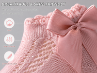 Chaussettes antidérapantes respirantes en coton tricoté pour bébé fille, certifiées Oeko-Tex, collection automne-hiver, avec nœud, style décontracté