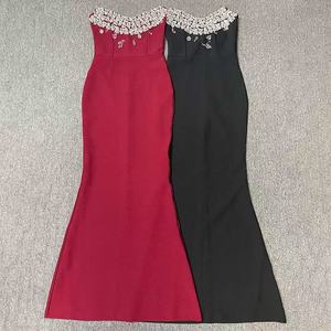 Abito da sera senza schienale <span class=keywords><strong>Sexy</strong></span> con borchie di diamanti su misura senza spalline a spalla piccolo abito rosso a coda di pesce per san valentino - Product Image 2