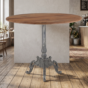 Industrial & Vintage Cast Iron Round Pedestal Dining <b>Table</b> Set with Antique Design for Farmhouse Apartment Outdoor Home Use - Product Image 3