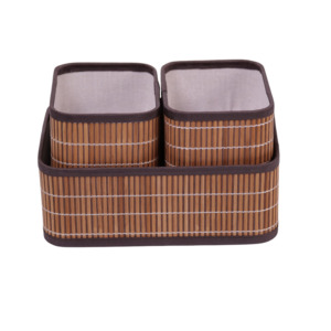 Set of 3 Twins New <strong>Bamboo</strong> Basket Cute <strong>Storage</strong> Boxes Round Woven <strong>Bamboo</strong> <strong>Storage</strong> Boxes &amp; Bins Candy <strong>Box</strong> Accessories - Product Image 4