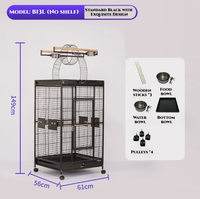 Vente en gros de cages à oiseaux en acier noir, en métal, en fer, pour canaris, oiseaux de compagnie, grands perroquets, en vente