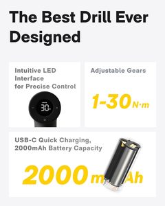 Kit Trapano HOTO a Velocità Variabile con Display Intelligente, Set di Utensili da Giardinaggio con Trapano Senza Fili Brushless - Product Image 5