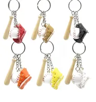 LLavero de bate de béisbol de tres piezas, llavero deportivo de béisbol para llaves de coche, decoración de mochila