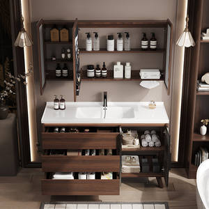 Meuble de salle de bain <span class=keywords><strong>sous</strong></span> évier européen, meuble de salle de bain moderne autoportant, armoire à pharmacie avec ensemble de lavabo - Product Image 4