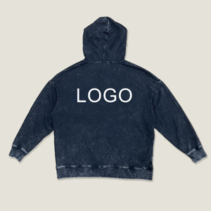 Oversize Vintage Distressed Stone Acid Wash Hoodie Custom Logo Casual Sun Faded Hoodies - Product Image 1