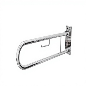 Barre d'appui de sécurité pliable en U polie en acier inoxydable pour salle de bain et toilettes - Product Image 1