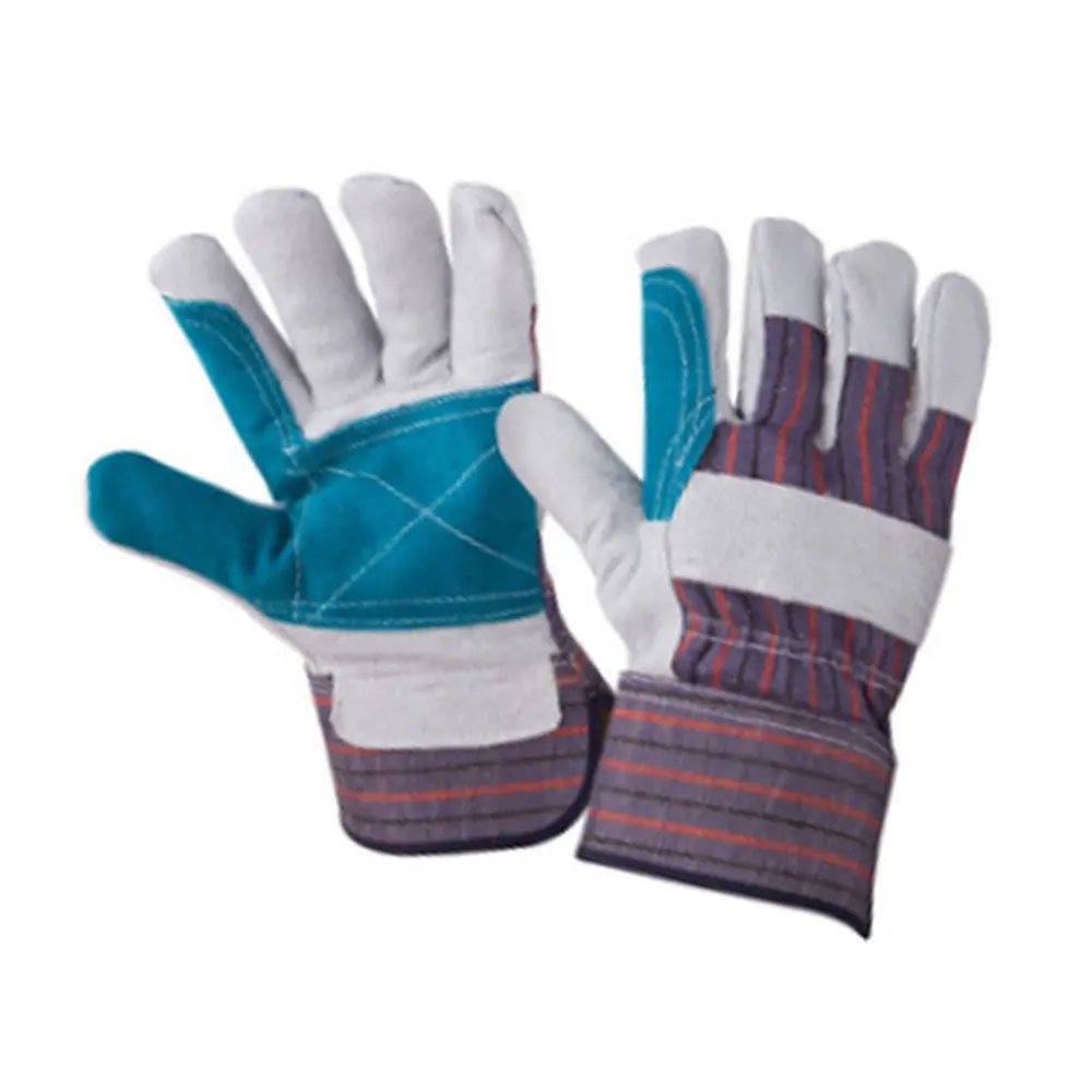 GL1017, защитные сварочные перчатки из воловьей кожи с двумя пальмами, тяжелые рабочие перчатки, оптовая продажа