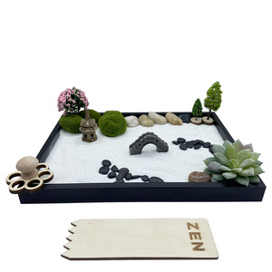 Décoration <span class=keywords><strong>miniature</strong></span> pour bureau à domicile, jardin zen japonais, pierre, râteau à lotus, cerisier, mini jardin zen personnalisé - Product Image 1