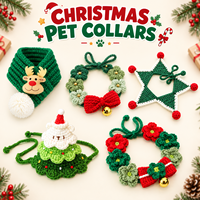 Écharpe de Noël personnalisée pour animaux de compagnie, tricotée à la main, collier-bavoir pour chien et chat, doux, festif, chaud, accessoire pour le cou, vêtements de fête OEM ODM pour chiots et chatons