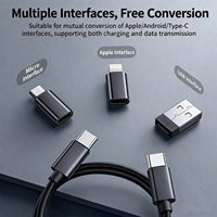 Kit de Câble de Données USB Multifonctionnel 60W 3A, Charge Rapide 6 en 1, Set d'Adaptateurs de Voyage Tressés pour Téléphone Portable (Incluant Miroir Téléphone)