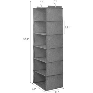 Hanging Closet Organizer <b>6</b> Shelf With <b>Drawers</b> Detachable Dark Gray Clothing Storage Bedroom Use - Product Image 2