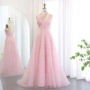 ชุดเดรสปาร์ตี้วันเกิดงานราตรีสีชมพูแบบไม่สมมาตรพร้อมผู้หญิงจาก SZ329แจ็นเซมเบอร์ - Product Image 1