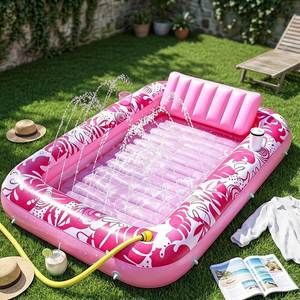 Colchón de Agua Portátil Inflable, Balsa para Broncearse con Almohada Ergonómica para la Cabeza, Material Resistente a los Rayos UV para Exteriores - Product Image 1