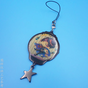 Breloque de téléphone portable en acier inoxydable avec pendentif époxy, motif dessin animé, étoile, cadeau décoratif - Product Image 1