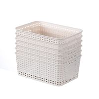 Boîte de rangement en plastique PP avec couvercle en bambou, panier empilable avec poignées intégrées pour cosmétiques, jouets, étagères de placard