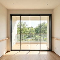Porte coulissante en verre trempé en alliage d'aluminium robuste, porte intérieure coulissante industrielle pour maisons, villa, étanche