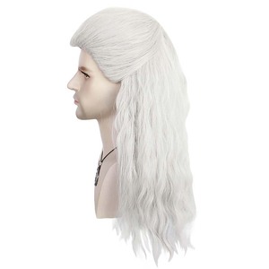 Halloween Hommes <span class=keywords><strong>Witcher</strong></span> Hunter Geralt <span class=keywords><strong>Cosplay</strong></span> Argent Blanc Perruque Cheveux Ondulés RMOV-40 - Product Image 6
