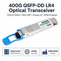Transceiver optique 400GBASE-LR4 QSFP-DD 1310nm 10km Duplex LC SMF DOM PAM4 pour l'interconnexion des centres de données