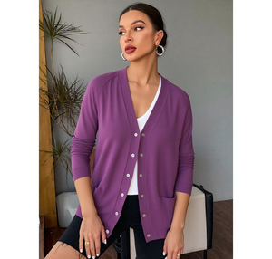 2026 <strong>UK</strong> HOT SELLING Custom Oem&amp; Odm Sweater Solid <strong>Long</strong> Spring V-Neck <strong>Cardigan</strong> <strong>Women</strong> - Product Image 1