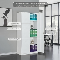 Lemari Logam Modern 2 Pintu Kabinet Penyimpanan Baja Loker Pakaian Kantor Furnitur Perlengkapan Kantor