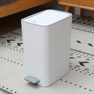 Foot Operated Kitchen Trash Can 8L Rectangular Pedal Indoor Waste <b>Bin</b> - Product Image 1