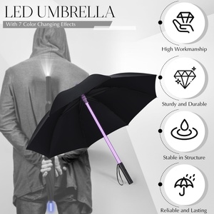 LED <b>Umbrella</b> Laser Sword Light up <b>Umbrella</b> with 7 Color Changing Effects Long Handle Straight Stick <b>Umbrella</b> Parasol 8 Rib - Product Image 5