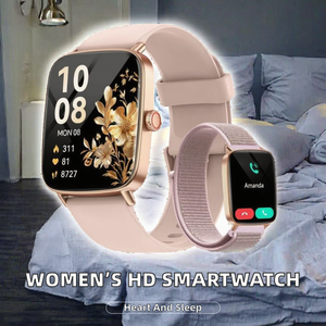 สมาร์ทวอทช์ผู้หญิง หน้าจอ HD AMOLED ขนาด 1.85 นิ้ว รองรับ Alexa Voice Assistant GPS ใช้งานร่วมกับ <span class=keywords><strong>iPhone</strong></span>/Android (รับสาย/โทรออก) 100+ - Product Image 2