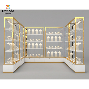Vitrine de présentation de bijoux de luxe écologique en bois avec éclairage LED, taille et couleur personnalisables pour les bijouteries, <span class=keywords><strong>comptoir</strong></span> en verre durable - Product Image 2