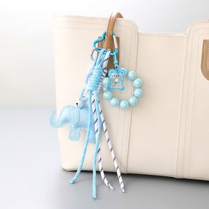 2025 New Elephant Leather Keychain with Braided Lanyard Car Keychain Cute Baby Elephant Pendant Luxury Leather <b>Bag</b> Accessories - Product Image 3