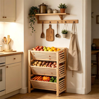 Panier à légumes en bois moderne pour la cuisine, empilable, pour ranger les pommes de terre, les oignons, les fruits et les légumes