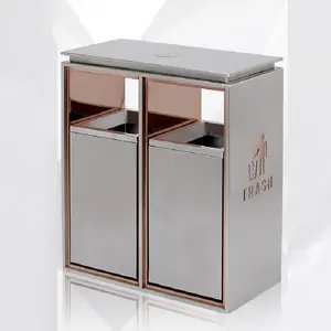 Cubo de basura de cocina de acero inoxidable de 13 galones y 100 litros, grande y personalizado, Cubo de almacenamiento con estructura integrada de forma redonda para uso comercial