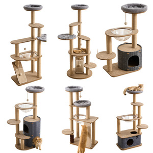 Wooden <b>Cat</b> <b>Tree</b> 4 Levels Above Solid Walnut Color <b>Tree</b> Hole Privacy For <b>Large</b> <b>Cats</b> - Product Image 1