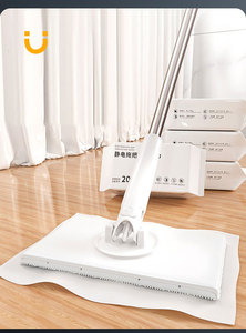 Serpillère de nettoyage de sol à serrage automatique, lingettes remplaçables, recharge de serviettes, tissu non tissé, lingettes humides, essuie-glace pour fenêtres, serpillère plate jetable - Product Image 2
