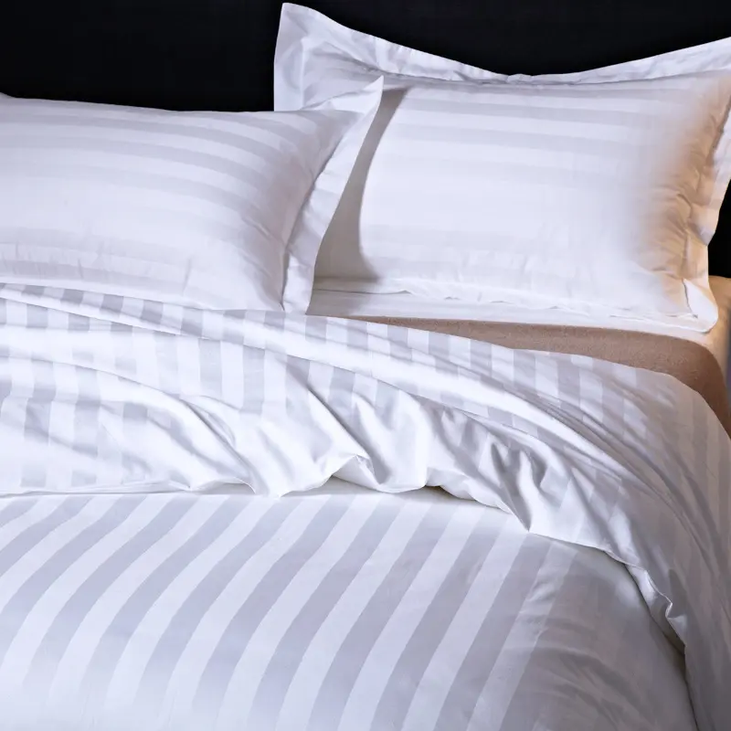 Roupa de cama de algodão egípcio branco listrado, lençol de inverno, roupa de cama sólida, novo design americano