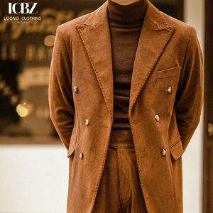 <span class=keywords><strong>Costume</strong></span> en <span class=keywords><strong>velours</strong></span> côtelé décontracté pour <span class=keywords><strong>homme</strong></span> en gros, sur mesure, double boutonnage, vintage, avec col à revers en pointe, polyvalent, grande taille, respirant - Product Image 1