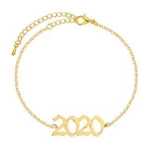 cheville bracelet bébé Suppliers-Bracelets de cheville personnalisés en acier inoxydable pour femmes, chaîne pour pieds avec année de naissance, 1985 à 2020