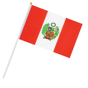 Banderas Peruanas Personalizadas al por Mayor con Asta <span class=keywords><strong>de</strong></span> Madera y Plástico, Diseño Nacional, Bandera Peruana para Agitar con la Mano - Product Image 1