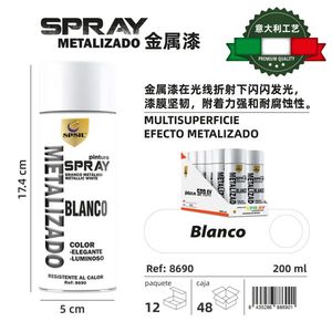 Spray Metalizado Blanco 200Ml Efecto Metlico Pintura Acrylic - Product Image 3