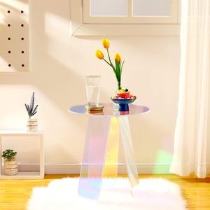 Yageli Modern Convertible Colorful Transparent Acrylic <b>Plastic</b> Round <b>Table</b> for Living Room Furniture Display - Product Image 6