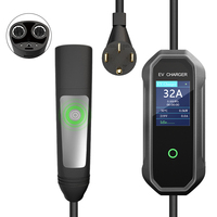 Nouvelle borne de recharge pour Tesla Model Y avec porte de charge ouverte et bouton de pression, 9,6 kW, IP65, prise NEMA14-50