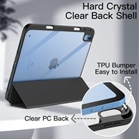 Étui pour tablette en cuir PU avec rabat, coque transparente en PC intelligente, housse en silicone pour iPad 10 10,9 pouces 2022 10e génération